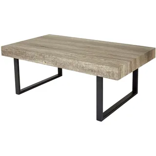 Mendler Couchtisch Kos T576, Wohnzimmertisch, 40x110x60cm MVG-zertifiziert - Wildeiche, dunkle Metall-Füße