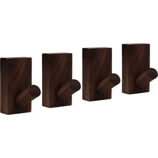 Set mit 4 stabile Kleiderhaken für Jacken und Taschen (walnuss dunkel)