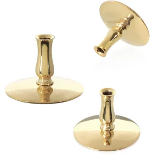 NKlaus 3X Kerzenhalter Messing Gold Kerzenständer Dünne Altarkerzen Ritualkerzen Bienenwachskerzen bis Ø6,7mm Leuchter Hochzeit 6731