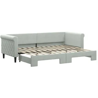 vidaXL Tagesbett Ausziehbar Hellgrau 80x200 cm Samt - Grau