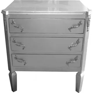 Casa Padrino Barock Kommode Silber B60 H69 cm - Handgefertigte Art Deco Möbel - Silber