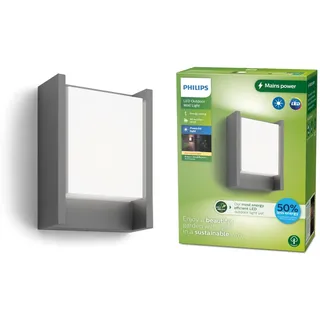 Philips Außenwandleuchte Aluminium 22 x 16,5 x 7,5 cm inkl. Bewegungsmelder grau