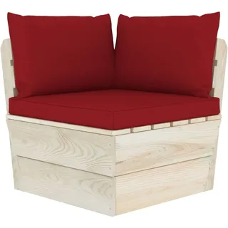 Garten-Paletten-Ecksofa mit Kissen Imprägniertes Fichtenholz - Rot, Bunt