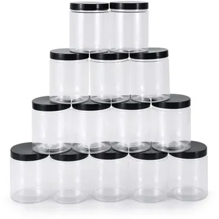testyu 14 Stück 250ml Vorratsdosen Kunststoff mit Deckel Luftdicht, Einmachgläser mit Schraubdeckel, Lebensmittelechte PET Plastikdosen für Gewürze, Getreide, Würzmittel, Schleimbehälter