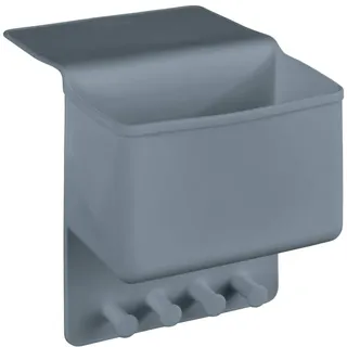 WENKO Kosmetik Organizer Ampio Grau - Kosmetik-Aufbewahrung, Make-Up Organizer, Befestigen ohne Bohren, Silikon, 15 x 30 x 9 cm, Grau