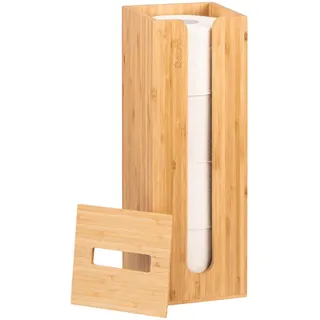 eluno Toilettenpapierhalter, für 4 Ersatzrollen, Bambus , Holz , 14.5x42x14.5 cm , Badezimmer, WC Ausstattung, Toilettenpapierhalter