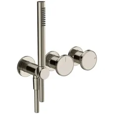 Gessi Origini  Fertigset Wanne/Dusch-Einhebelmischer, mit Wandanschlussbogen, Halterung, Schlauch, Handbrause, 2-Wege, Wandmontage, 66036, Farbe: Nickel PVD