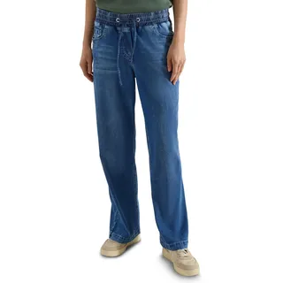 Cecil High Waist Wide Leg Jeans im Loose Fit mid Blue Used wash 2X