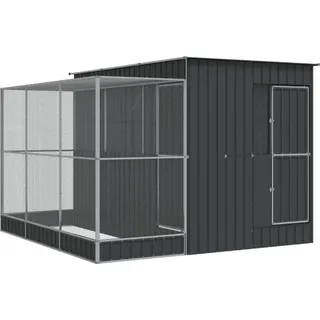 vidaXL Voliere mit Erweiterung Silber 290 x 303 x 216 cm Stahl - Silber