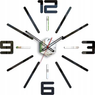 ModernClock, wanduhr groß, wanduhr schwarz&spiegel, Quarzuhr, Wanduhr DIY - Schwarz