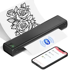 COLORWING A4 Mobile Drucker,Thermodrucker mit Bluetooth,Tragbarer Drucker für Handy und Tattoo,Unterstützt A4 Thermopapier und Tattoopapier,Kompatibel mit Android iOS Mac