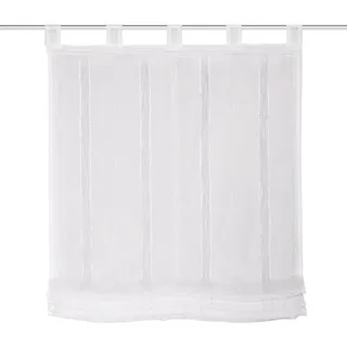 HOME FASHION 79609 | Schlaufenrollo ALNUR aus Effektvoile mit Längstreifen, Farbe: weiß