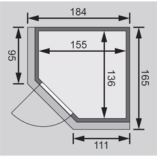 Bild von Sauna Tonja 68mm 230V Dachkranz + Ofen 3,6kW extern classic Tür