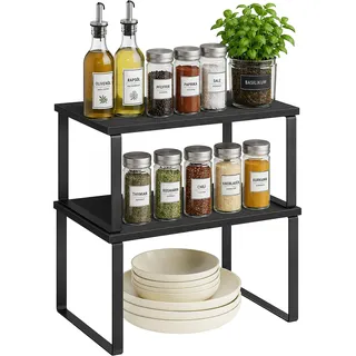 Relaxdays Gewürzregal, 2er Set, MDF Metall schwarz Platzsparend