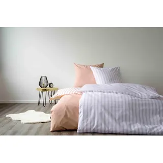 SETEX Wendebettwäsche »Baumwoll Streifen« in tollen Unifarben und gestreift, beige