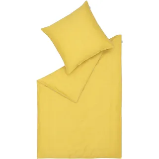 Bettwäsche MUSTERRING "Ease", gelb (zitrusgelb), B/L: 135cm x 200cm, 1 Stk., 1 Stk., Satin, B/L: 80cm x 80cm, 2 Stk., Satin, Obermaterial: 100% Baumwolle, Bettwäsche, Bettwäsche, aus Baumwolle