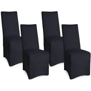 Beautissu Stuhlhusse Leona Schwarz 95 x 45 cm 4er Set