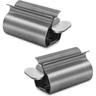 2er Set Tubenpresse Edelstahl | Tubenquetscher Zahnpasta | Tubenentleerer für Cremes mit Standfunktion | manueller Tubenausdrücker | Zahncreme Spender für Badezimmer | Zahnpastaspender zum Drehen