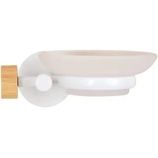 MSV Spirella Seifenschale zur Befestigung von Stahl und Bambus, IANA, transparent und weiß