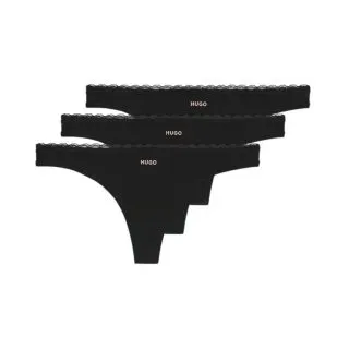 HUGO für Damen. 50566737 Set 3 Tangas Micro schwarz (XL), Heimtextilien, Polyamid