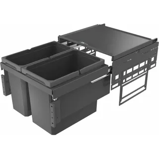 NABER Abfallsorter Cox® Base 360 S/500-2 Anthrazit mit 38 (22 + 16) Liter Volumen für 50 cm Schrankbreite - Grau