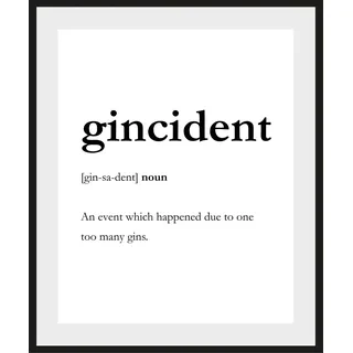 Bild QUEENCE "gincident", weiß (farbe rahmen: schwarz, farbe bild(er): weiß), B:30cm H:40cm, Acrylglas, Holz, Papier, Bilder, Bild, HD Premium Poster-Druck inkl. Holzrahmen