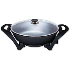 Ohmex OHM-WOK-5050 Elektrischer Wok – 1500 Watt – Durchmesser 33 cm – verstellbares Thermostat – zum Sautieren, Schmoren, Frittieren oder Dampfgaren