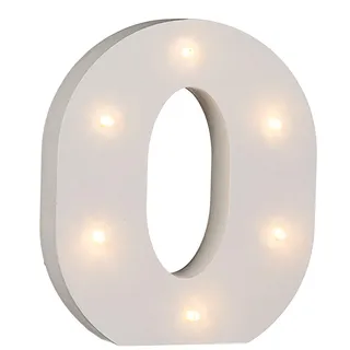 Out of the Blue 57/6088 - Holz Buchstabe "O" beleuchtet mit 6 LED Lichtern, batteriebetrieben, ca. 16 cm