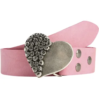 Ledergürtel RETTUNGSRING GÜRTEL, Damen, Gr. 120, pink, Leder, unifarben, Gürtel Ledergürtel, mit austauschbarer Schließe »Rosenherz Halb«