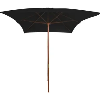 vidaXL Sonnenschirm mit Holz-Mast 200x300 cm Schwarz - Schwarz