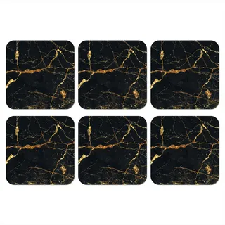MuchoWow Glasuntersetzer 6er-Set Gold - Marmor - Glitzer - Luxus 10x10 cm , Naturmaterialen , Quadratisch , 10x0.2 cm , Gläser, Untersetzer