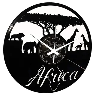 Vinyl Wanduhr Vintage Handgemache Schallplatten-Design Dekor Reise nach Afrika Safari Wilde Tiere