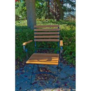 Gardenson Gartenklappsessel-Set , Anthrazit, Akaziefarben , Holz, Metall , Akazie , Hartholz , 55x89x58 cm , klappbar, gastro- und objekttauglich, wetterbeständig, abwischbar , Gartenmöbel, Gartensessel, Gartenklappstühle