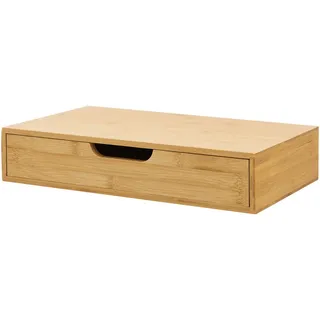 [en.casa] Wandregal Bokn , Naturfarben , Holz , Bambus , 1 Schubladen , Rechteckig , 40x8x24 cm , Wohnzimmer, Regale, Wandregale