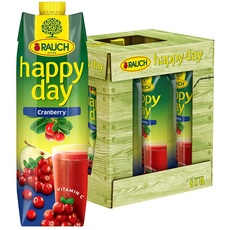 Rauch Happy Day Cranberry | herb-trockener Geschmack |mit fruchtigem Apfel verfeinert | einzigartiges Aroma | 6x 1l Tetra Prisma