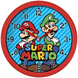 Super Mario Mario Brothers Wanduhr GSM3047, Rot/Blau