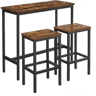 Vasagle Stehtisch mit 2 Hocker Braun-Schwarz