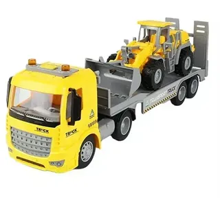 Spielset mit Autotransporter und Arbeitsmaschine