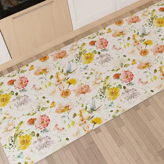 PETTI Artigiani Italiani - Teppich für Küche, rutschfest und waschbar, 52 x 380 cm, Blumenmuster, 06, 100% Made in Italy