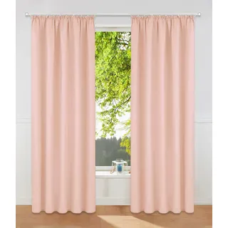 Vorhang OTTO HOME "Raja, Gardinen mit Kräuselband, Vorhänge Wohnzimmer" Gr. 2, rosa (rosé), B:140cm H:175cm, Polyester, Recyceltes Material, Gardinen, Vorhang, 2er-Set, Bestseller, einfarbig, modern, pflegeleicht, Mikrofaser