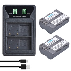 DuraPro 2X EN-EL3e EN EL3E Akku Battery + LED Dual Built-in USB Ladegerät with Type C Port für Nikon EN-EL3E Nikon D50, D70, D70s, D80, D90, D100, D200, D300, D300S, D700 Digitale kameras