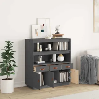 vidaXL Highboard Grau 100x40x108,5 cm Massivholz Kiefer - Grau