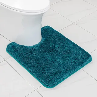 MIULEE Badematte Weiche Badteppich U Förmige Deko Matte rutschfest Fußmatte Flauschig Teppich Waschbar Badteppich Badvorleger Badezimmerteppich für Toilett WC Badezimmer 50x60 cm Türkis