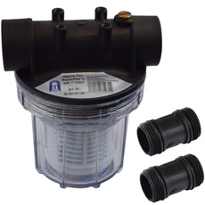 Agora-Tec® Vorfilter Wasserfilter 1L für Kreiselpumpe Hauswasserwerk mit Max. Betriebsdruck: 4 bar, Max. Durchflussmenge: 3000 l/h, Maschenweite Filtersieb: 0,2 mm, Anschlüsse: 1 Zoll (30,3 mm) IG Messingbuchsen