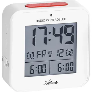 Atlanta 1880/0 Wecker Funk Funkwecker digital weiß Licht Snooze Digitalwecker - Weiß