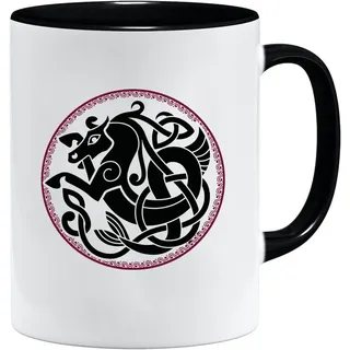 Nordisches Wikinger Tasse | Becher Geschenk Geschenkidee für alte Männer Papa Opa Kaffeetasse Wikinger-Motiv Totenkopf bierkrug thors hammer (VIKING020)