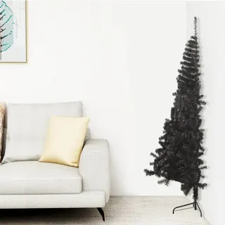 The Living Store Künstlicher Halb-Weihnachtsbaum mit Ständer Schwarz 180 cm PVC - Schwarz