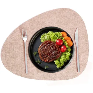 GUBEE Tischsets Set von 2, Oval Tischset mit Untersetzern Hitzefleck Kratzfeste rutschfeste wasserdichte ölbeständige waschbare abwischbare Outdoor Indoor für Esszimmer Patio Tisch Küche Dekor (Rosa)