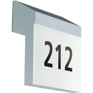 EGLO LED-Solar-Wandleuchte Lunano mit Hausnummer Silber