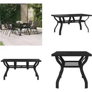 vidaXL Gartentisch Schwarz 140x70x70 cm Stahl und Glas - Gartentisch - Gartentische - Outdoor Tisch - Außentisch - Schwarz